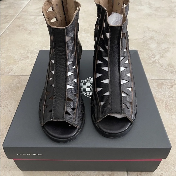 Baske California Black Leather Gladiator Heels Sandals Sz 7 - Picture 2 of 2